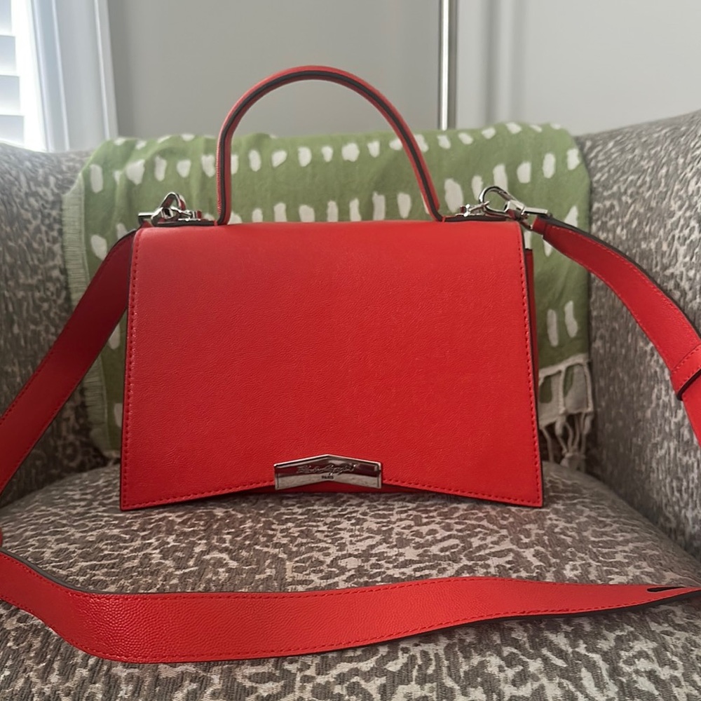 Karl Lagerfeld Red Satchel with Versatile Design NWOT